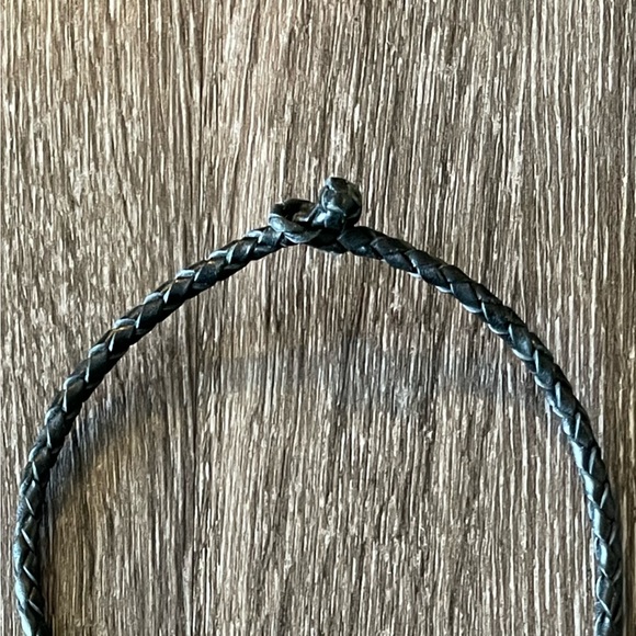 Tibetan Turquoise and Carved Bone Cow Skull Pendant Leather Cord Necklace - Picture 5 of 6